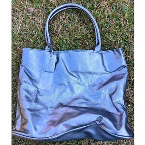 Neiman Marcus Metallic Silver Leather Tote Bag Limited Edition NWT